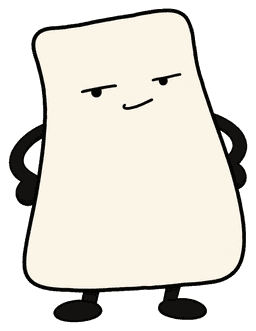 Cream-colored smug character with a lifted chin and small smirking face.