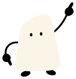 Simple cream-colored rounded character with two black eyes.