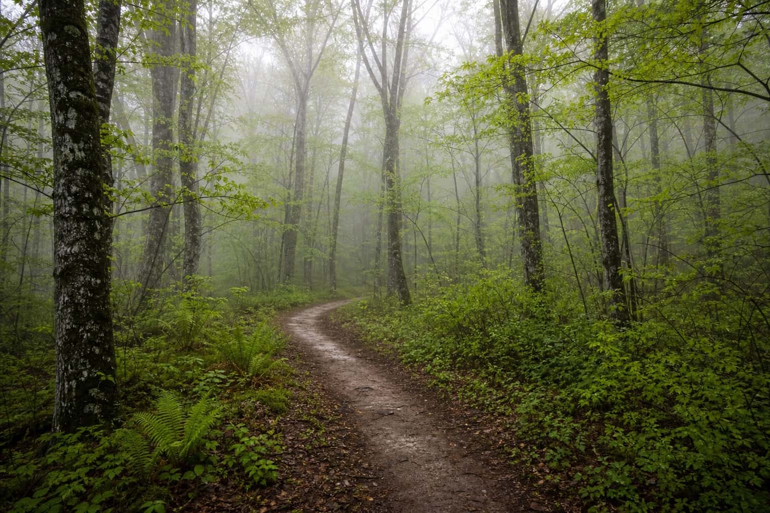Thumbnail for Misty Forest Path Background