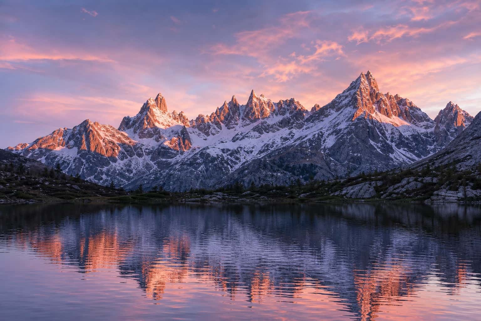 Thumbnail for Alpine Sunrise Reflection Landscape