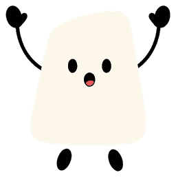 Simple white startled character with small black legs and a surprised face