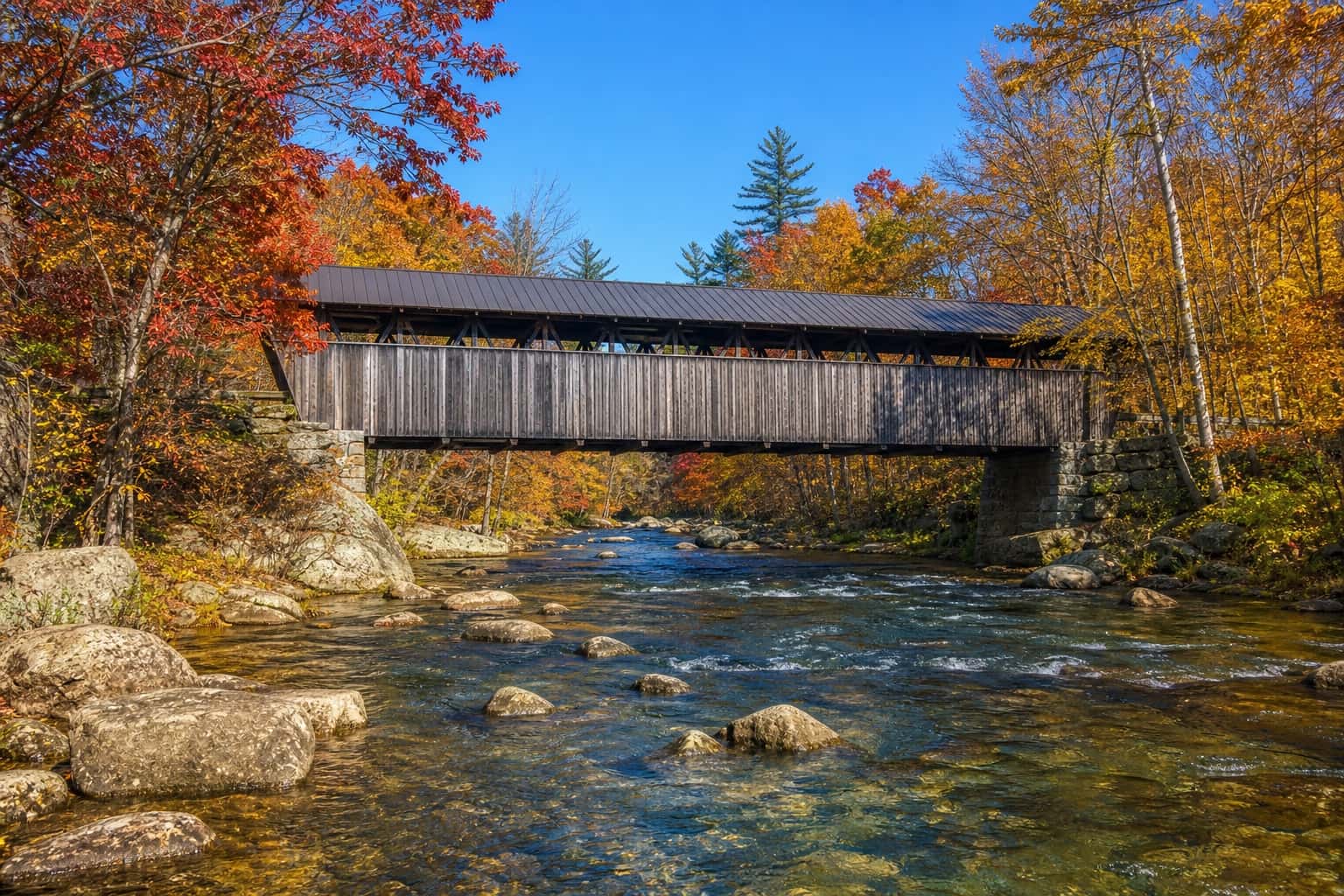 Thumbnail for Autumn Covered Bridge Landscape