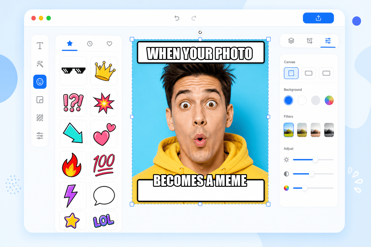 Meme maker illustration (artwork, not a screenshot)