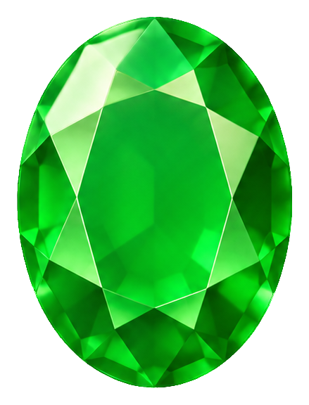 Bright green faceted oval emerald gem sticker