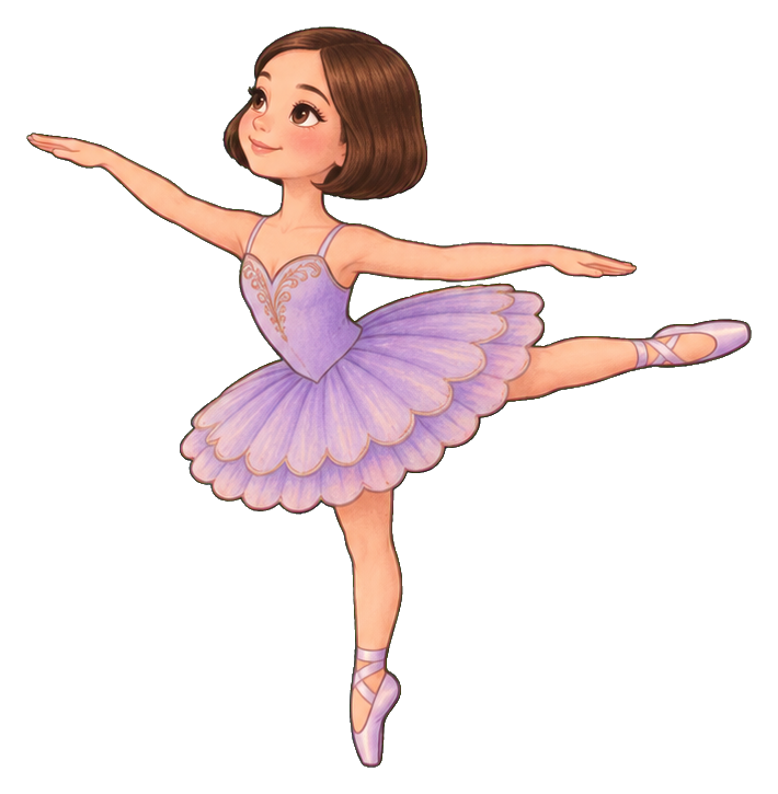 Pastel ballerina in arabesque pose wearing a tutu and ballet shoes