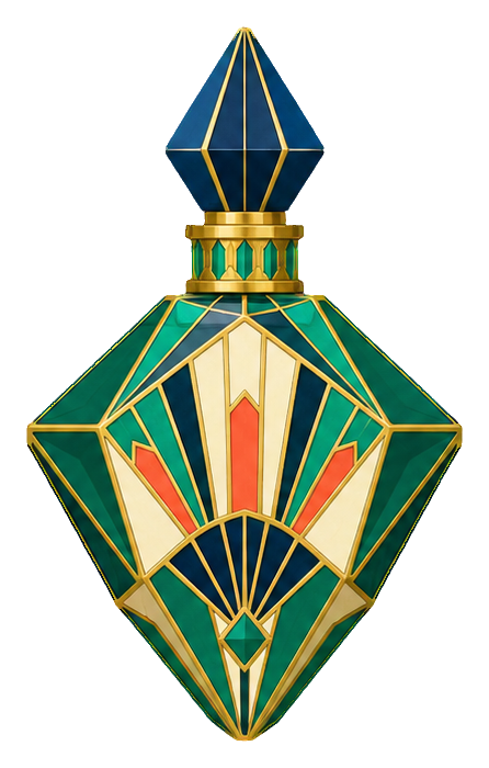 Geometric jade and gold art deco perfume bottle sticker
