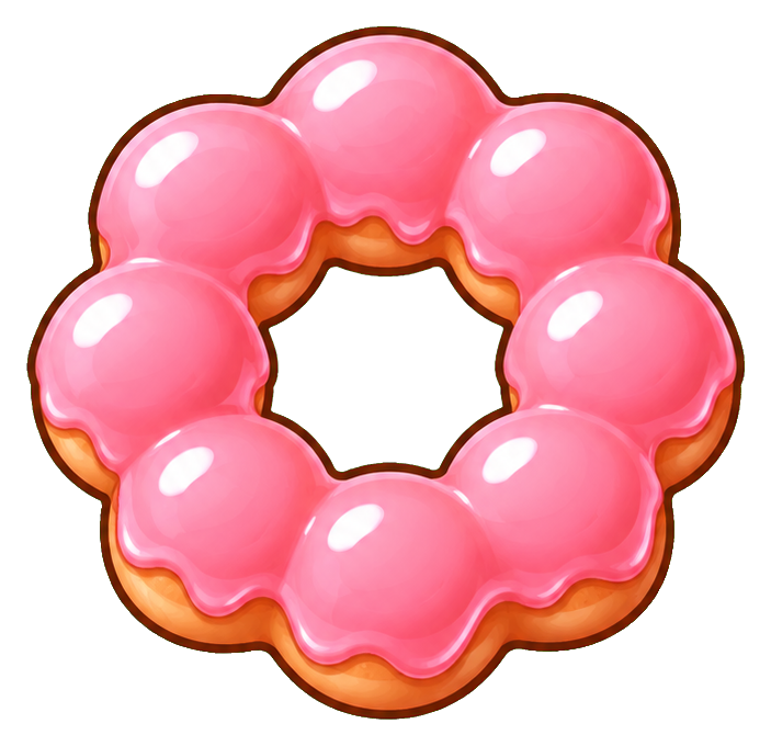 Pink frosted mochi donut sticker with a glossy ring shape and icing