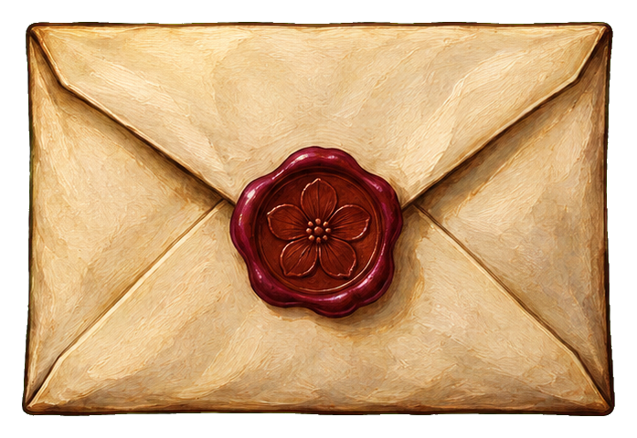 A sealed cream-colored letter envelope with a red wax seal in the center.