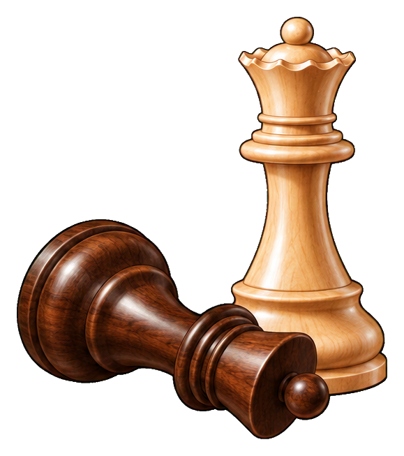 A fallen chess king beside an upright white king piece