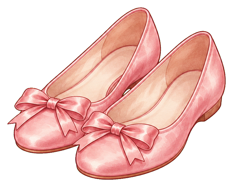 Pink ballet flats with bows in a coquette style sticker graphic