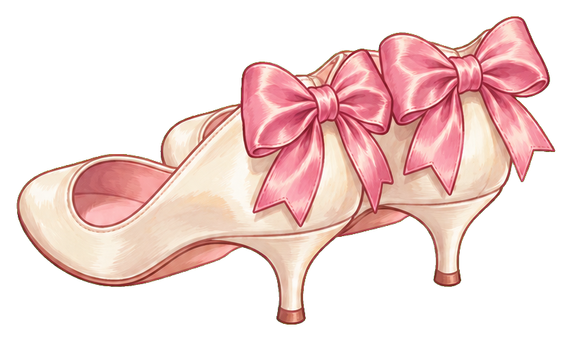 Pink coquette kitten heels with large bows on each shoe