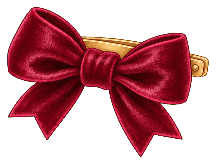 Red velvet hair bow clip with a gold barrette backing