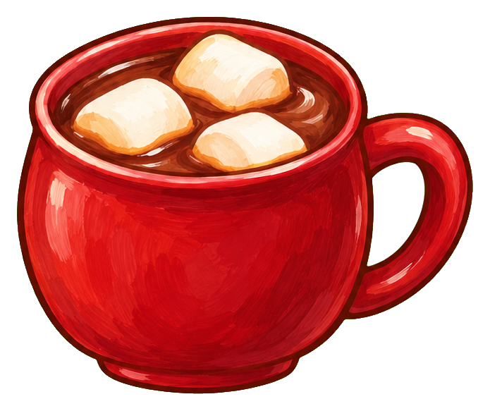 Red mug filled with hot cocoa and marshmallows