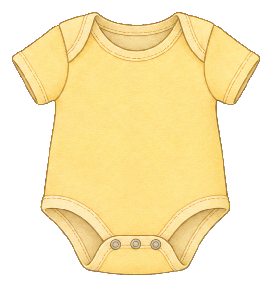 Yellow baby onesie sticker with short sleeves and snap buttons
