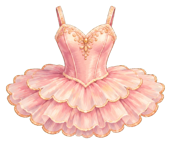 Pastel pink ballet tutu sticker with a fitted bodice and layered skirt