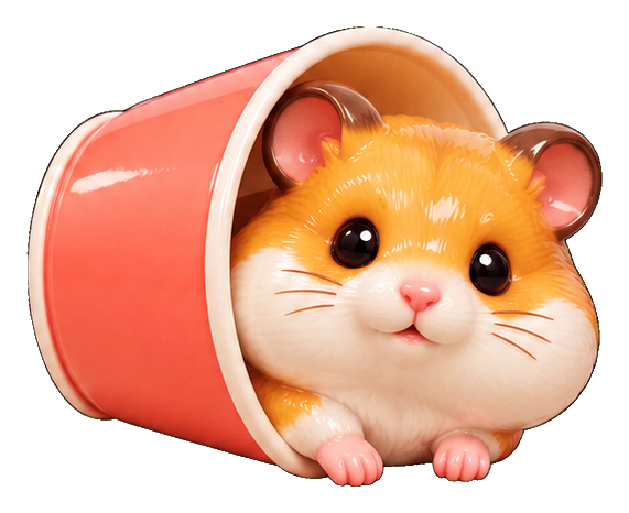 Cute hamster peeking out of a red cup sticker graphic