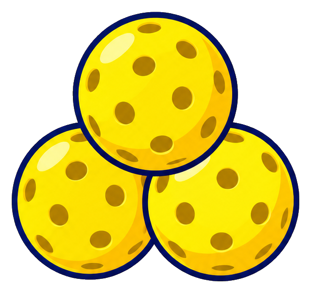 Three yellow pickleball balls stacked in a triangular arrangement