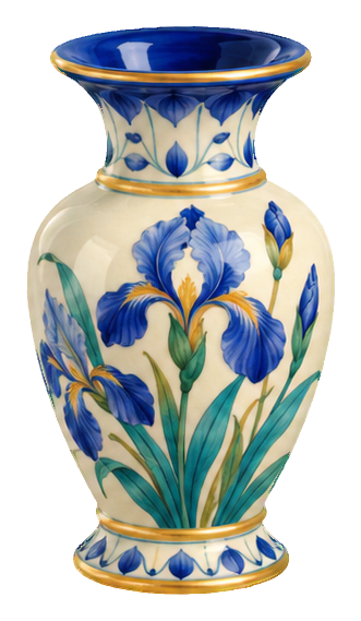 Blue and white porcelain flared vase with painted floral design