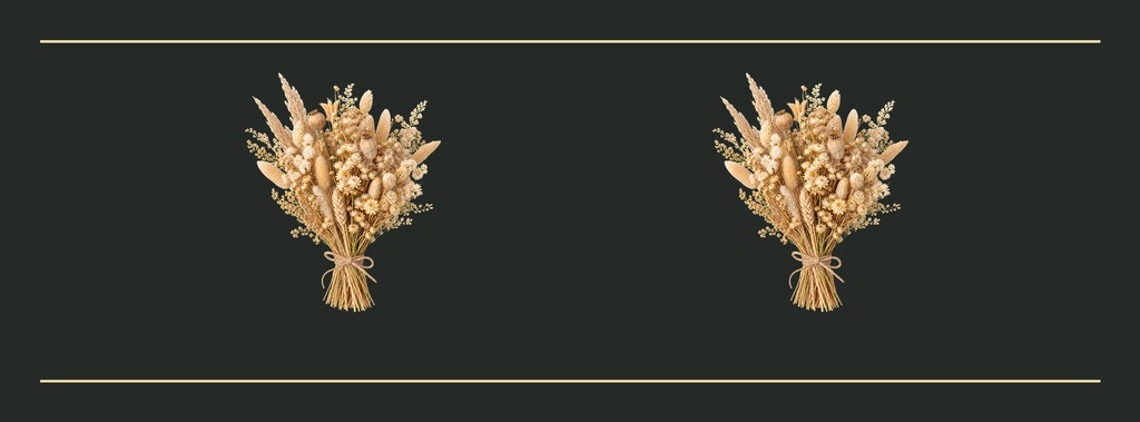 Dark landscape cover with gold wheat bundles and thin gold border lines.