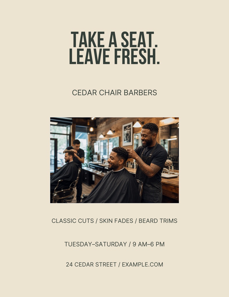 Lefelete Design Cedar Chair Barbers Letter Flyer Template - Design Templates