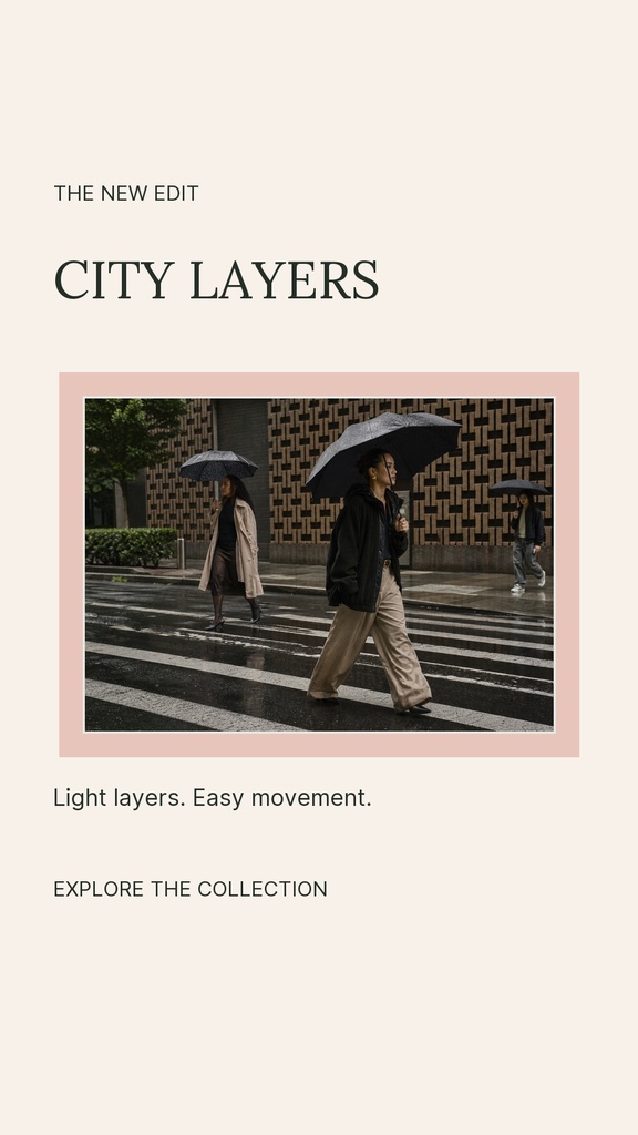 Minimal fashion Instagram story template with city street photo and editorial text
