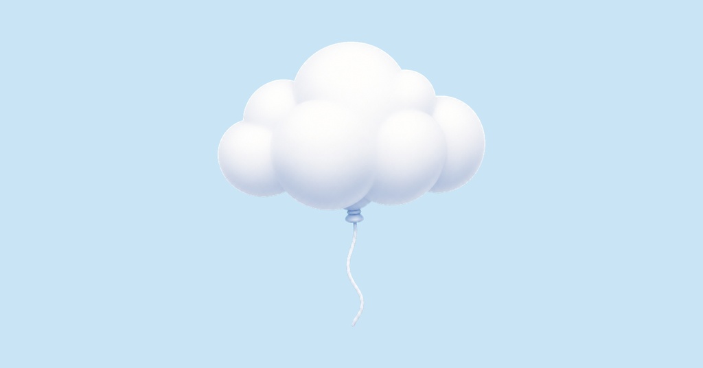 White fluffy cloud shaped like balloons on a light blue background