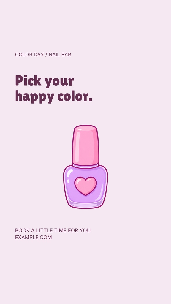 Pastel Instagram story template with nail polish bottle icon and the text Pick your happy color.