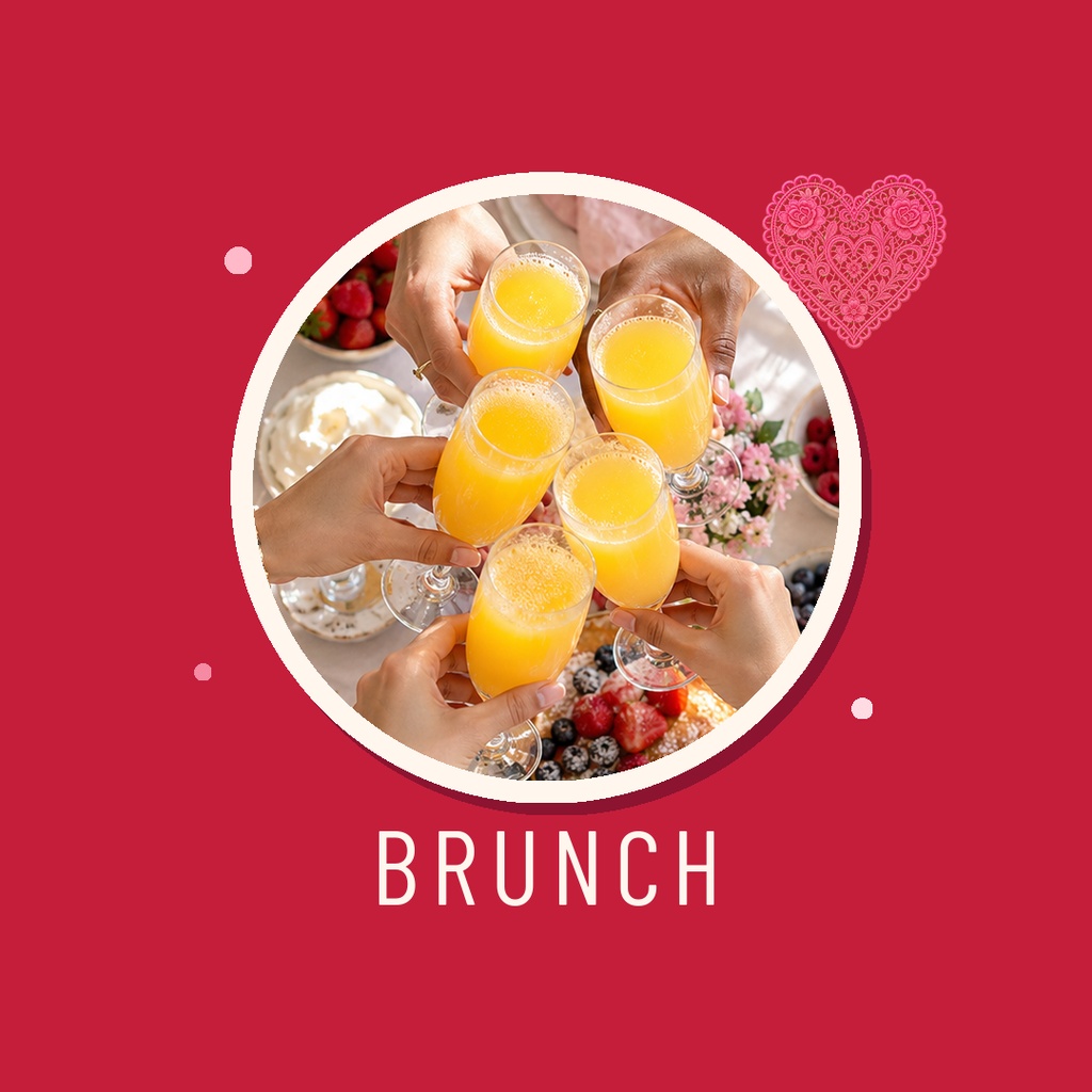 Square pink highlight cover with a circular brunch photo collage and the word brunch below.