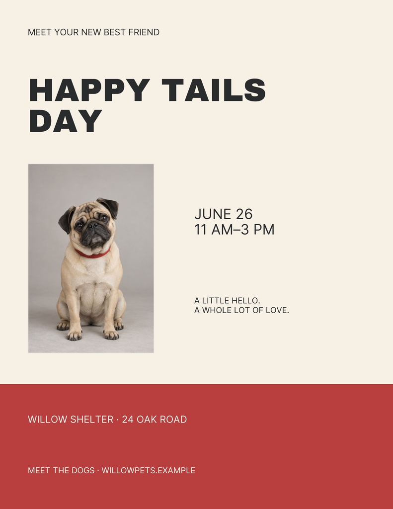 Lefelete Design Happy Tails Day Letter Flyer Template - Design Templates