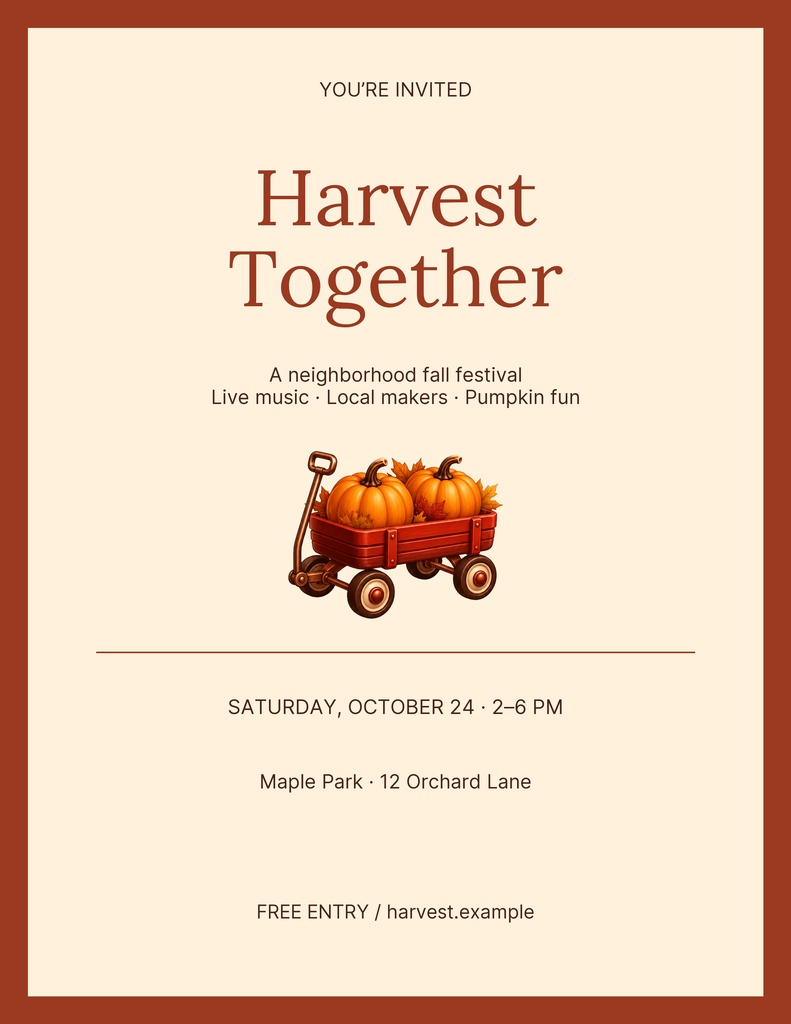 Lefelete Design Harvest Together Letter Flyer Template - Design Templates