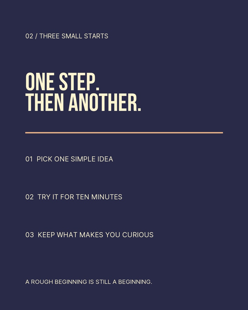 Dark blue portrait quote template with a large motivational message and three numbered tips.
